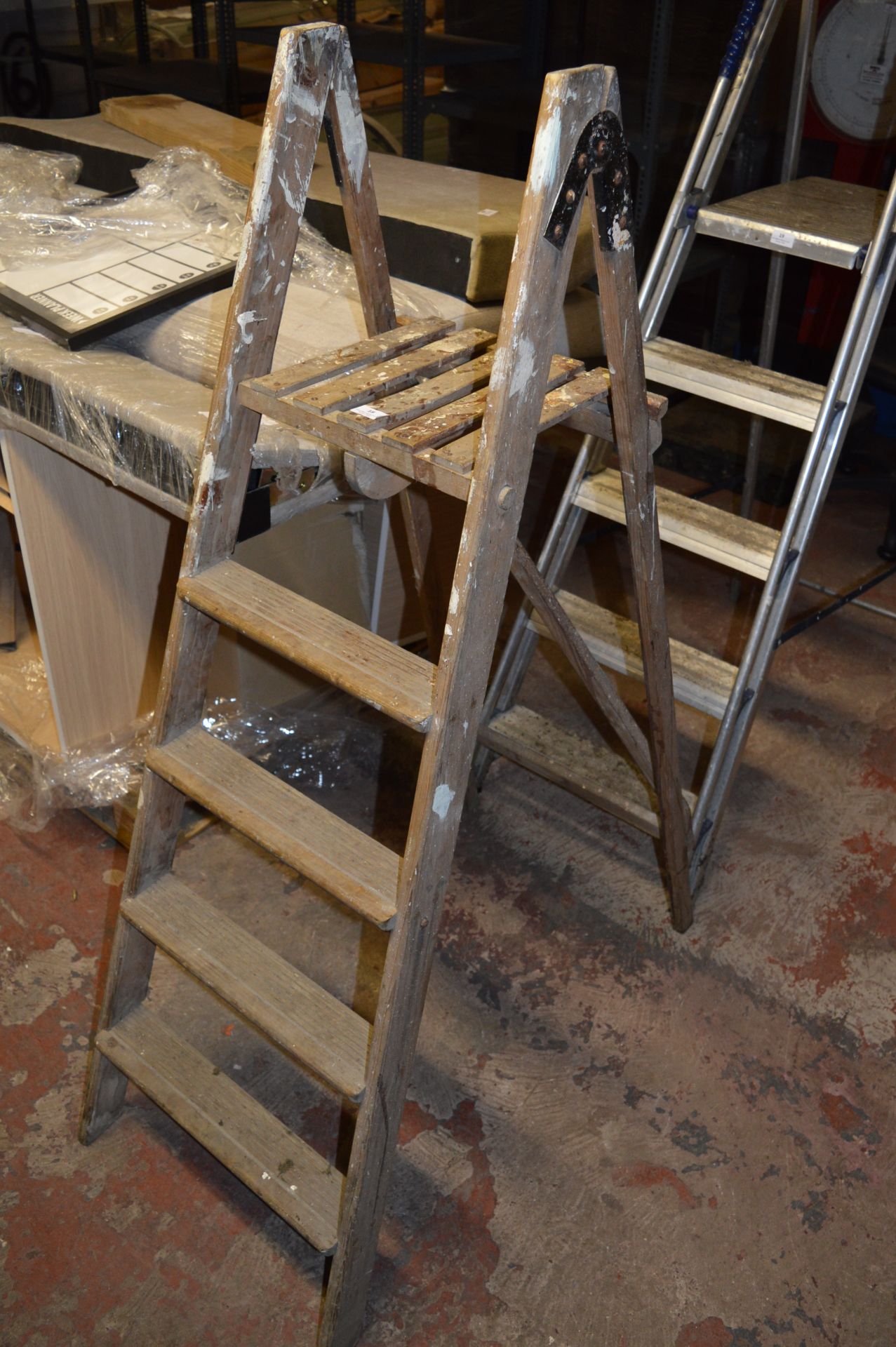 Pair of Wooden Four Tread Platform Steps