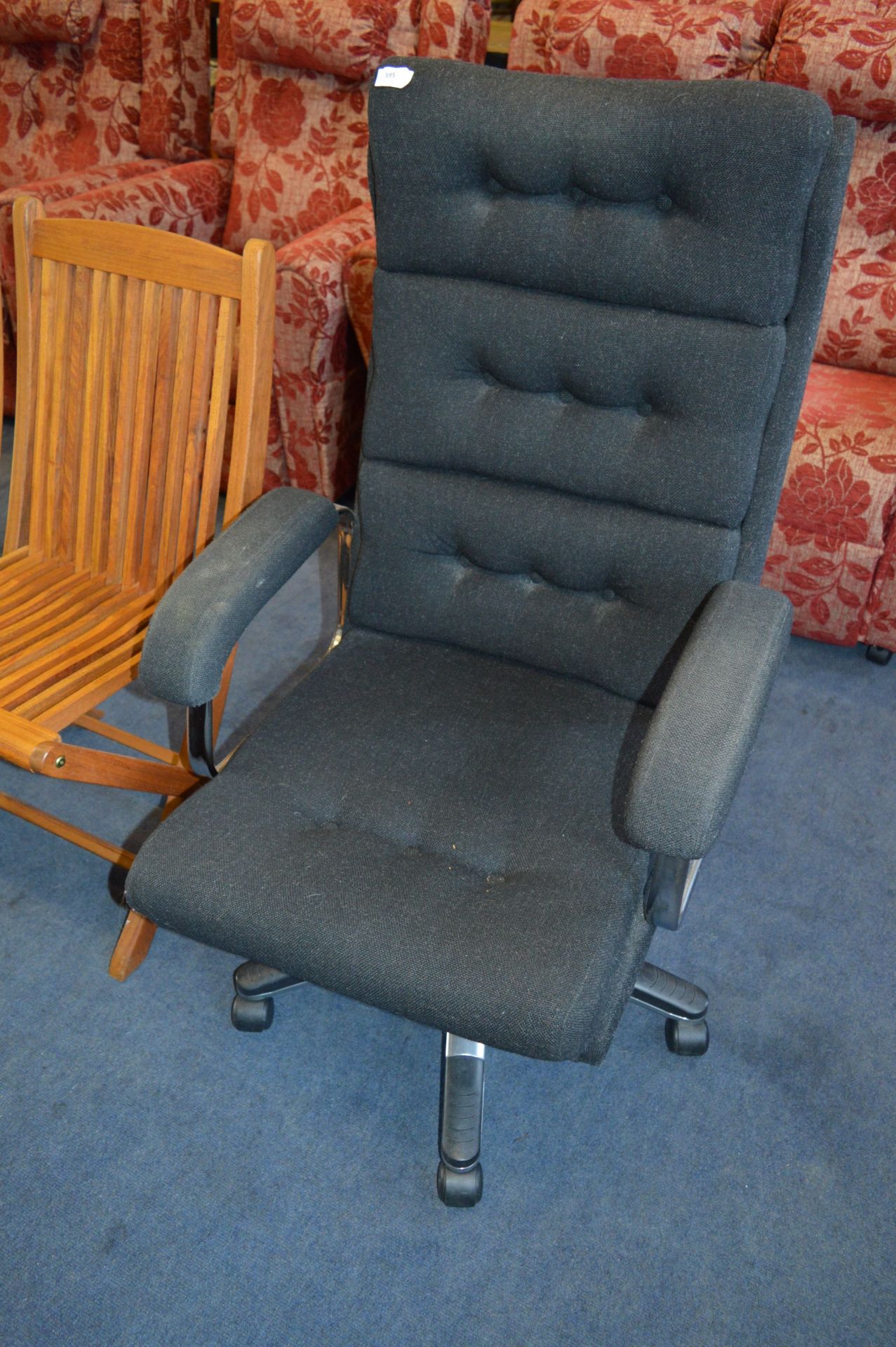 Black Upholstered Swivel Office Armchair