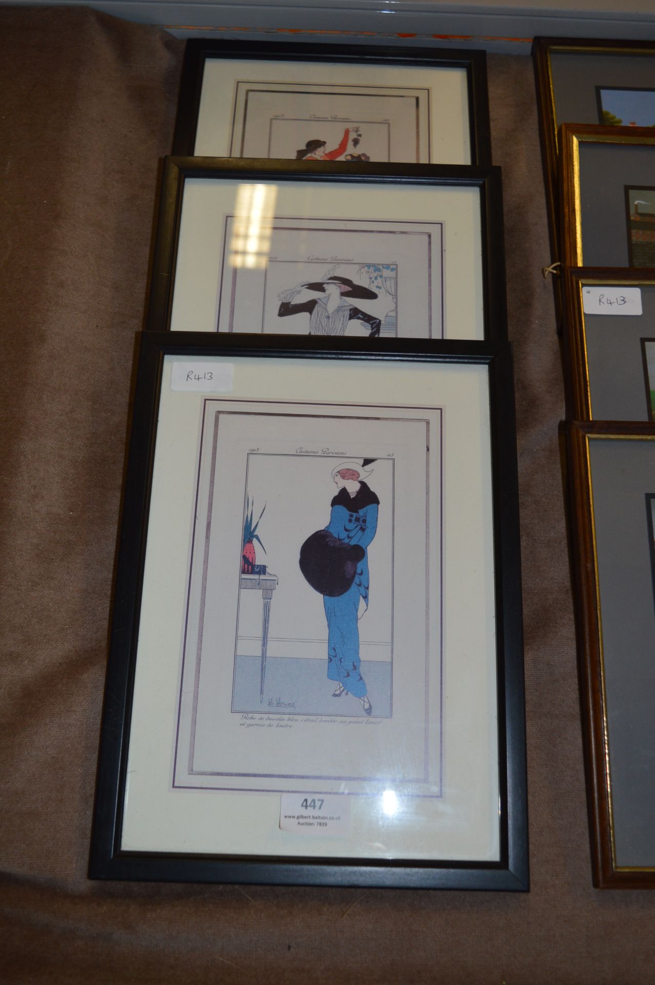 Set of Three Framed Prints "Parisian Costumes"