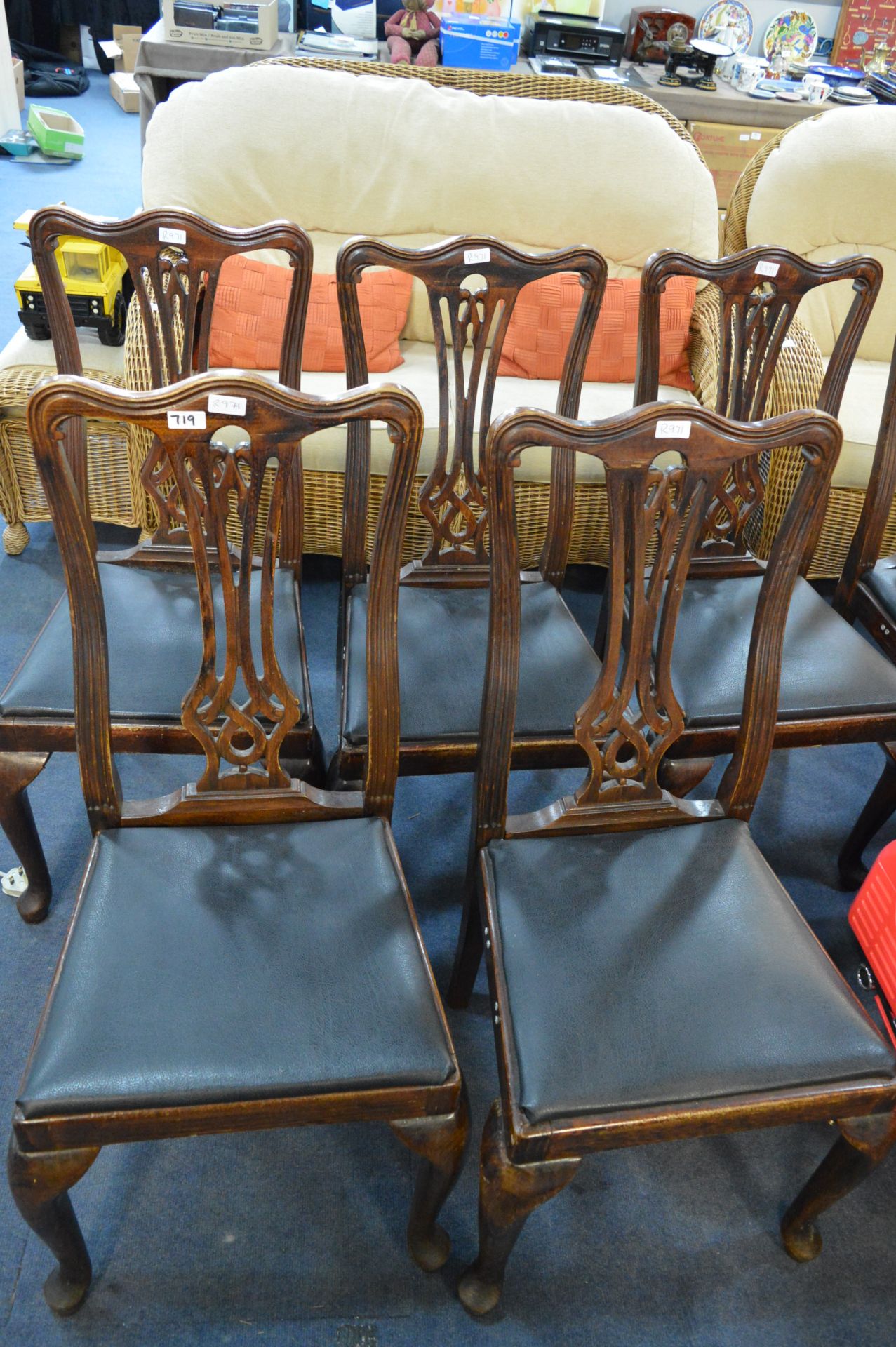 Set of Eight Queen Anne Style Dining Chairs