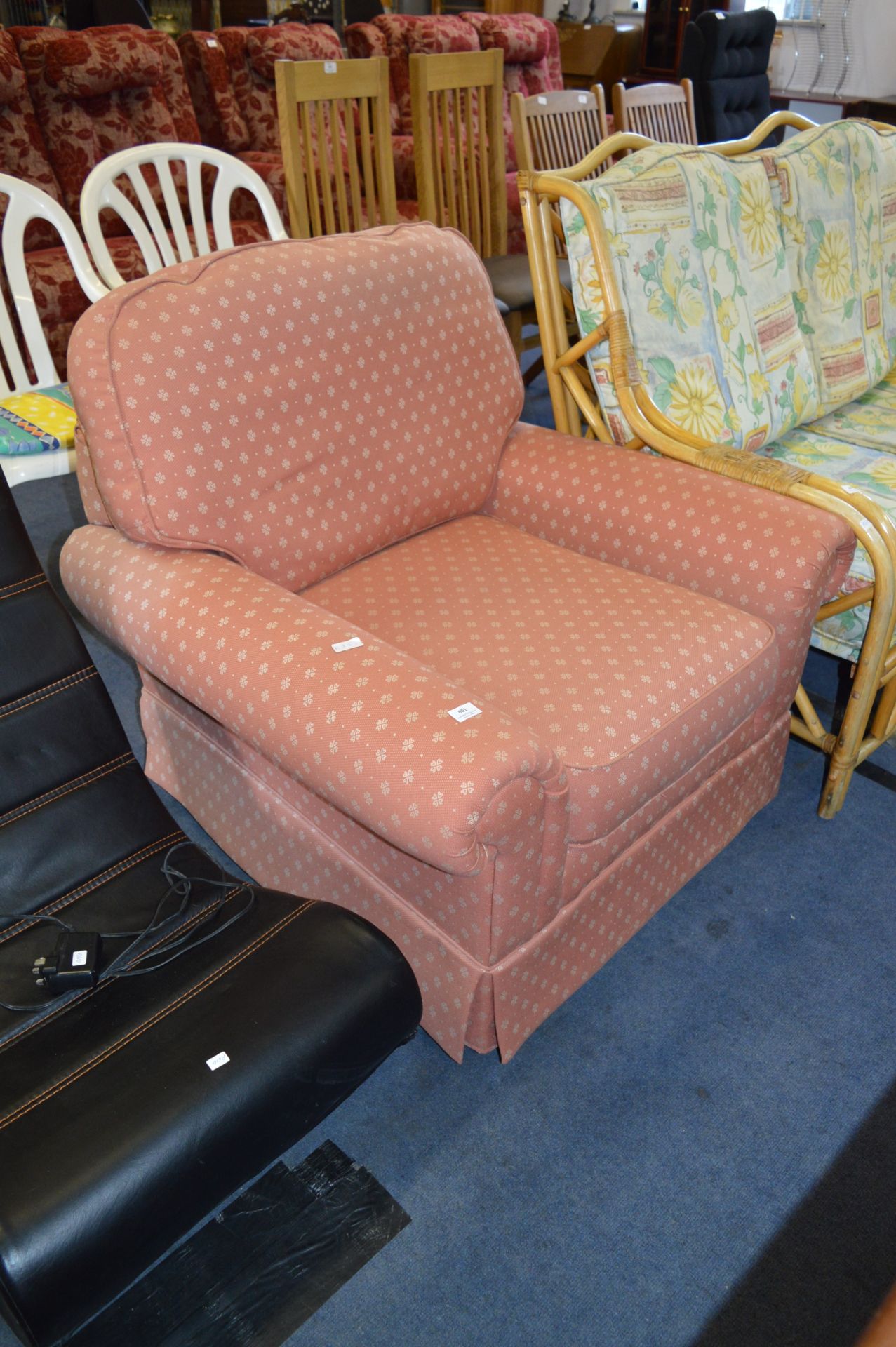 Salmon Pink Upholstered Armchair