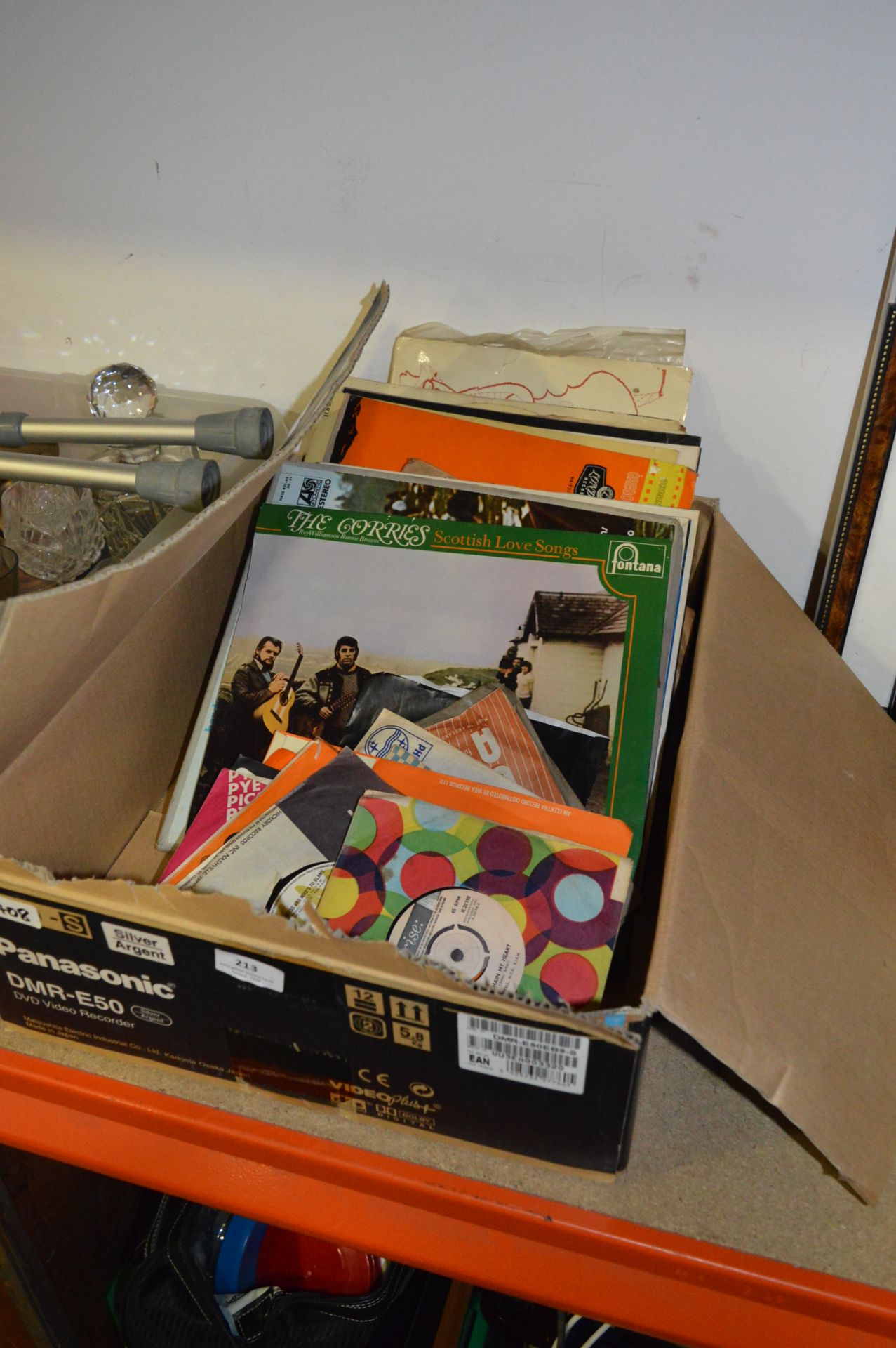 Box Containing LP Records, 45s and 78s