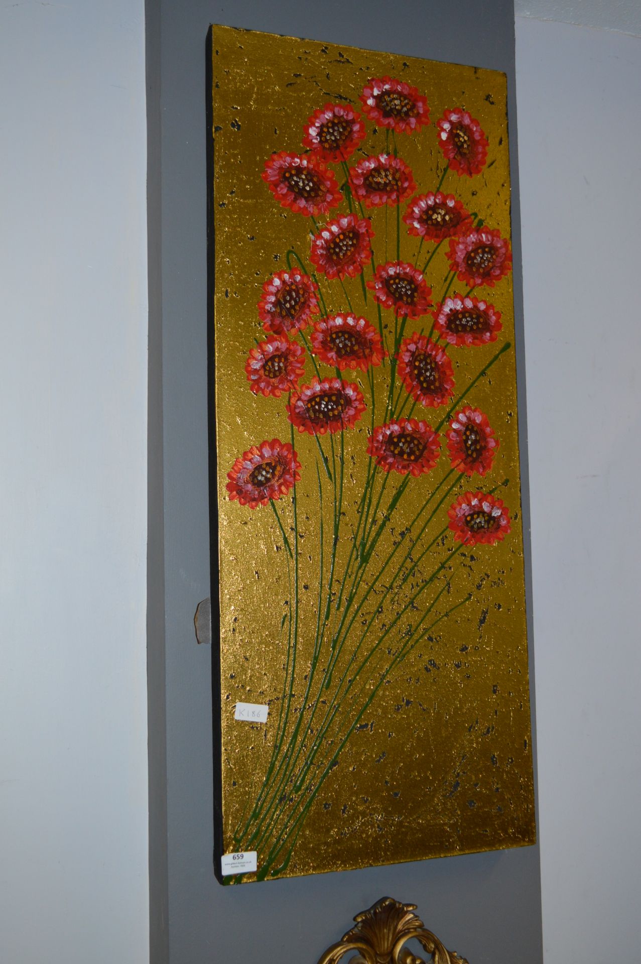 Painting on Canvas "Flower on Golden Background"