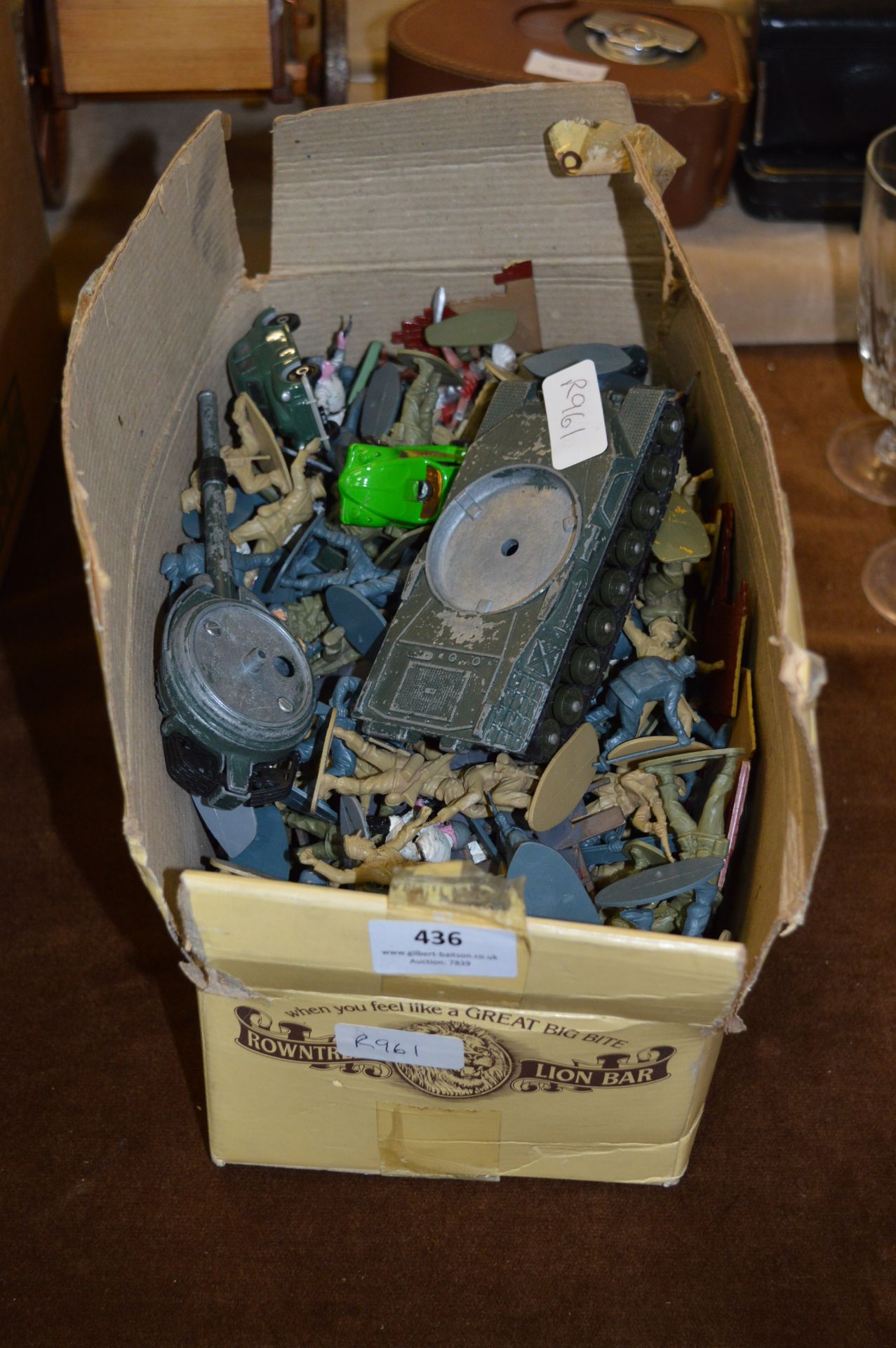 Box Containing Plastic Toy Soldiers