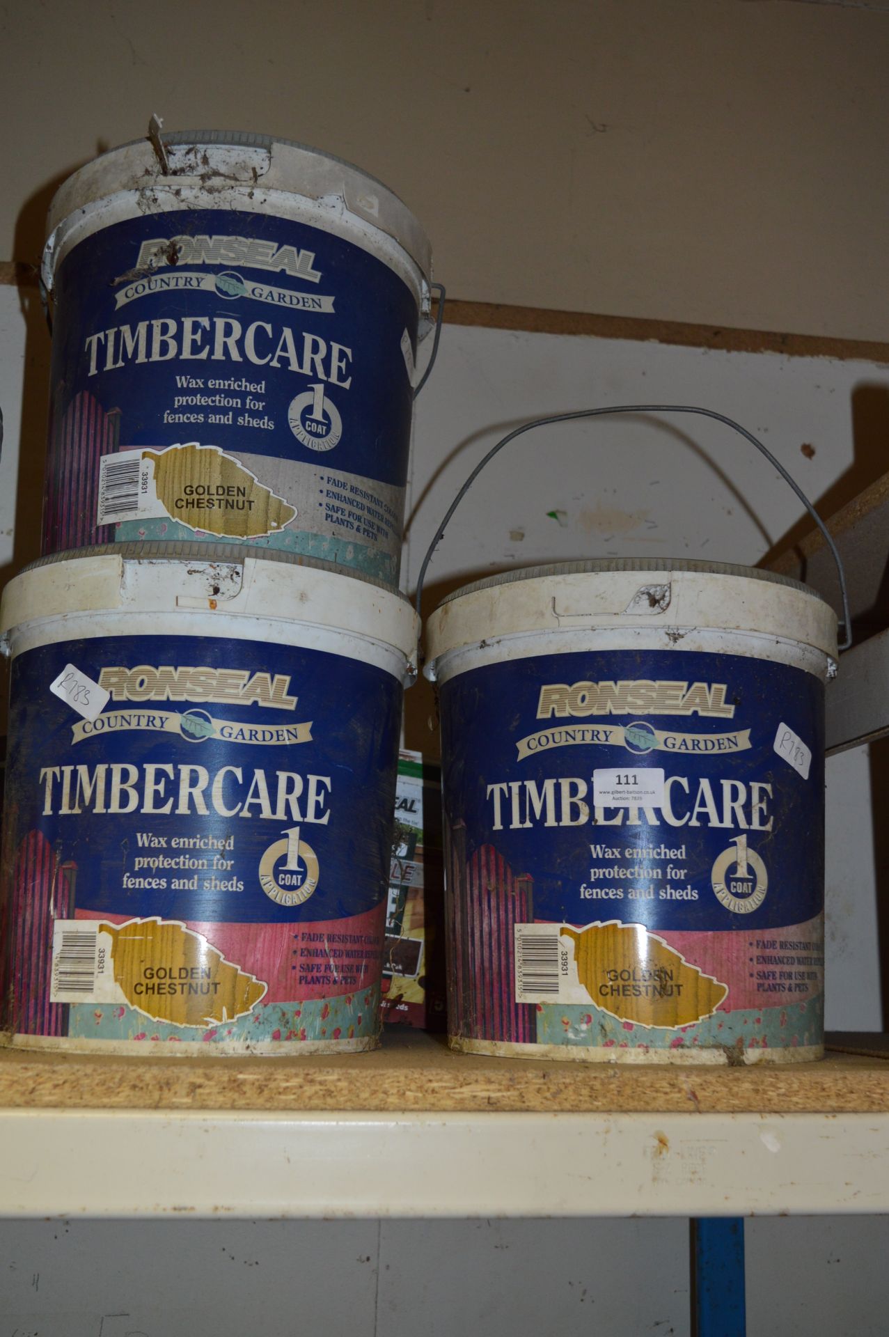 Three Tubs of Ronseal Timbercare (Golden Chestnut)