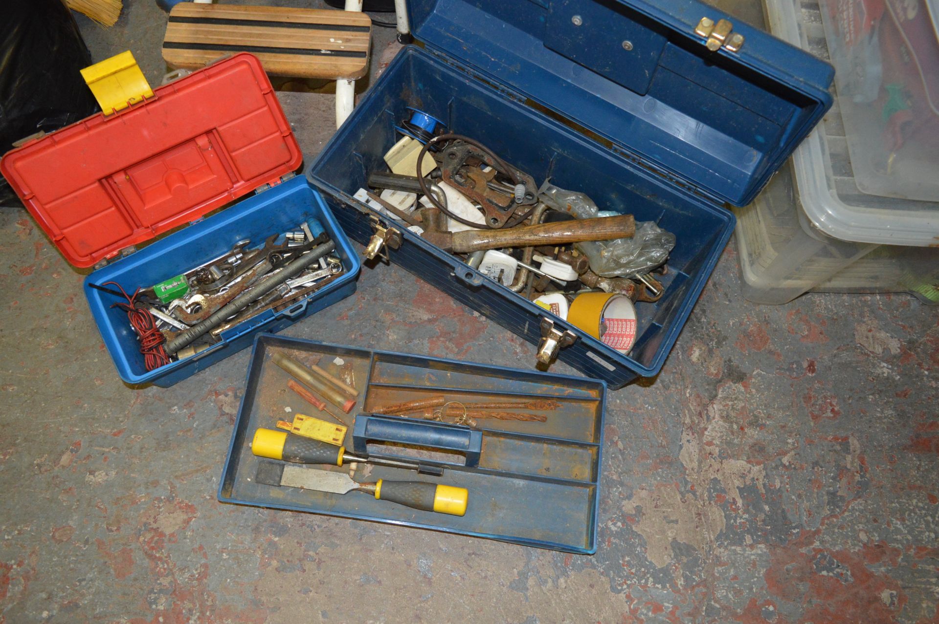 Two Toolboxes and Contents; Spanners, Chisels, etc.