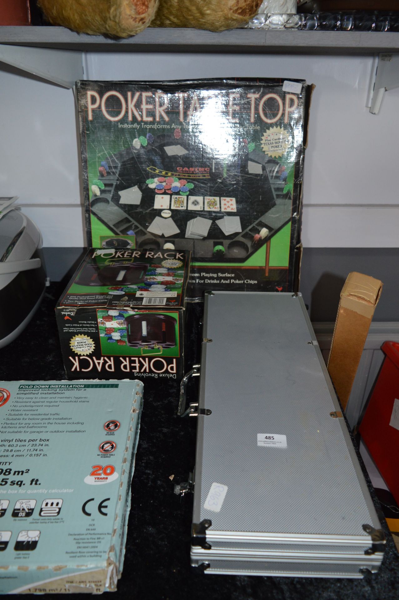 Tabletop Poker Set with Chips and Rack