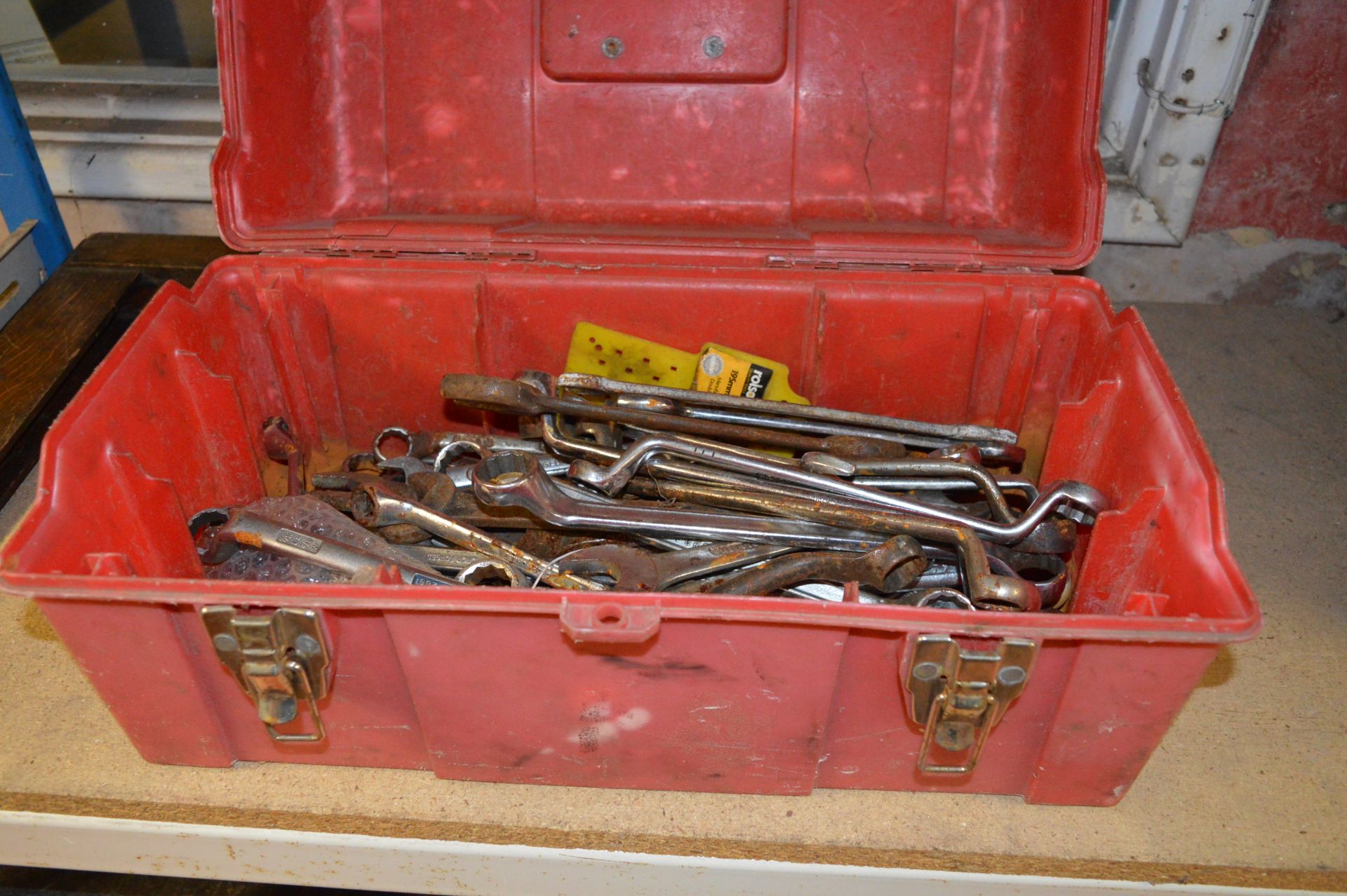 Plastic Toolbox Containing Assorted Spanners