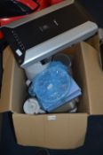 Box Containing Blender, Mixer, Wedgewood Plates & Cannon Scanner