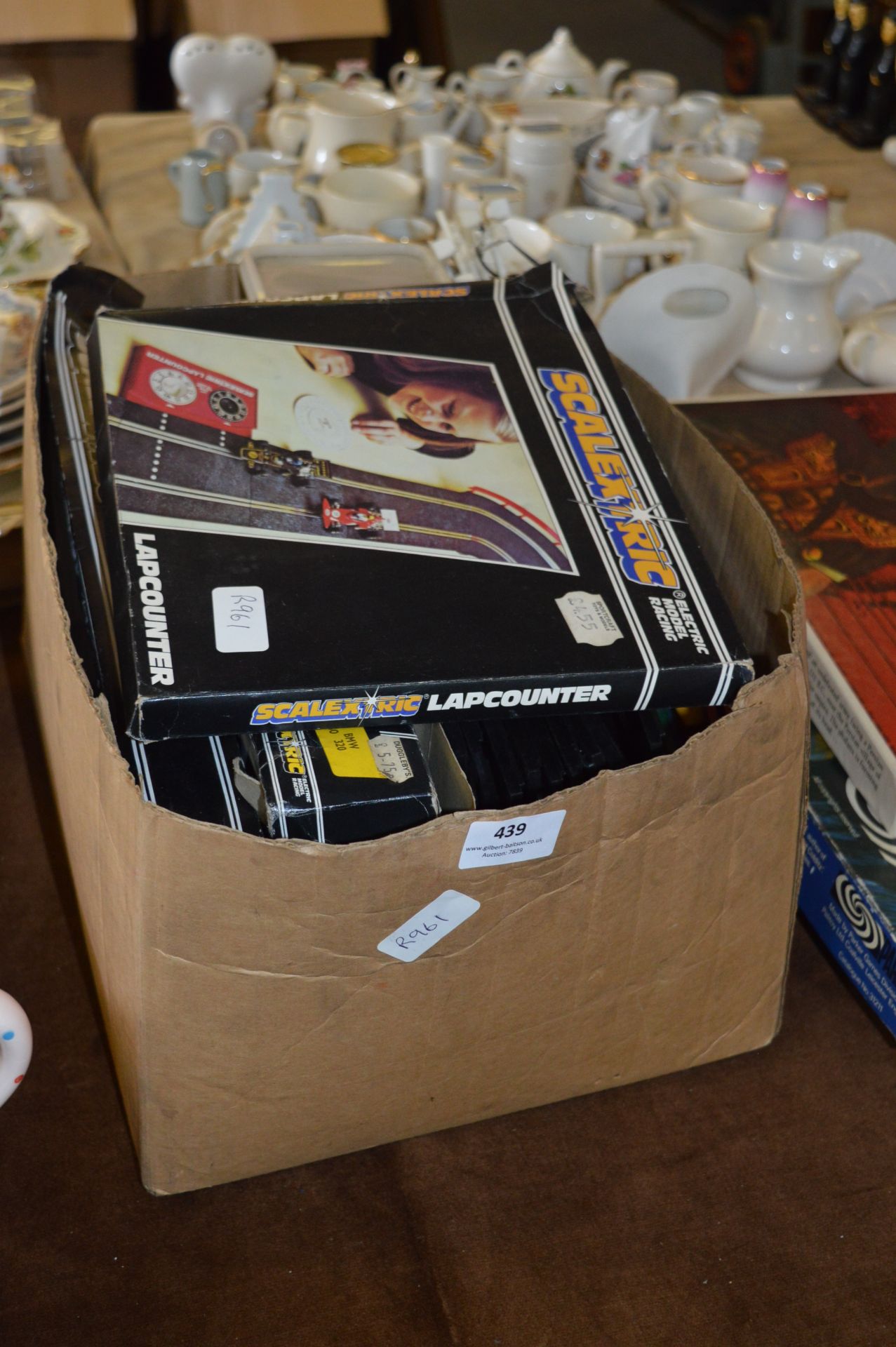 Box Containing Scalextric Track and Accessories