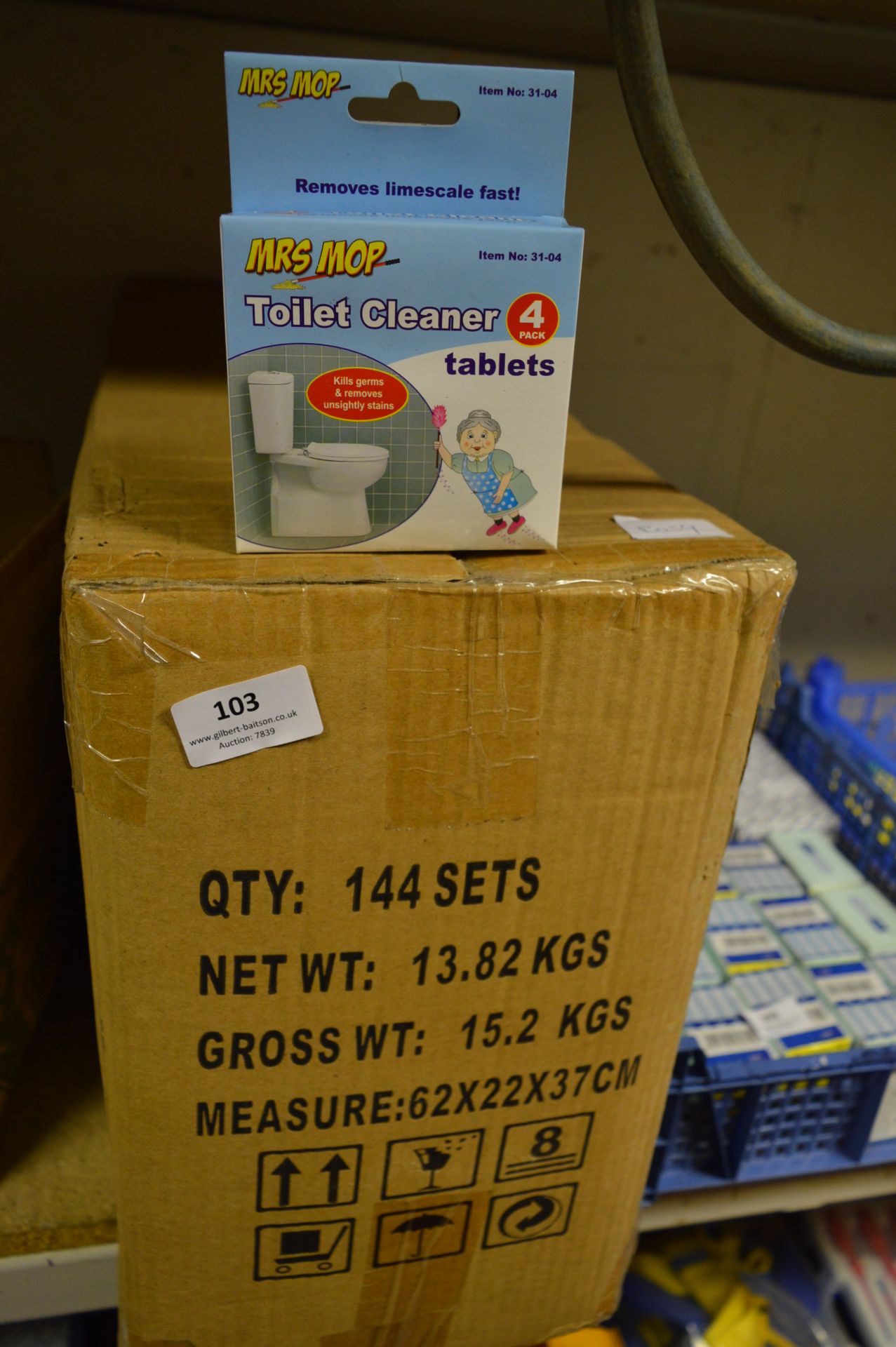 Box Containing 144 Set of Mrs Mops Toilet Cleaner