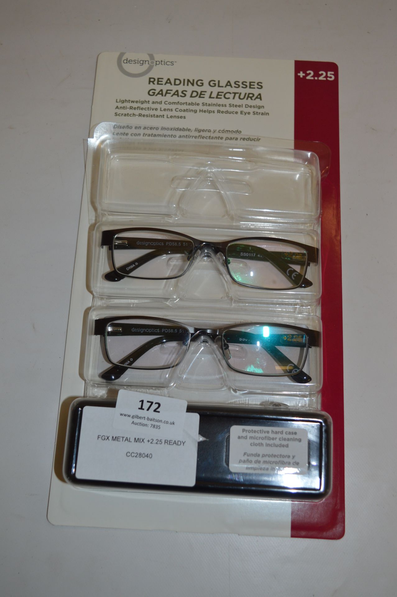 *FGX METAL MIX +2.25 READY READER GLASSES