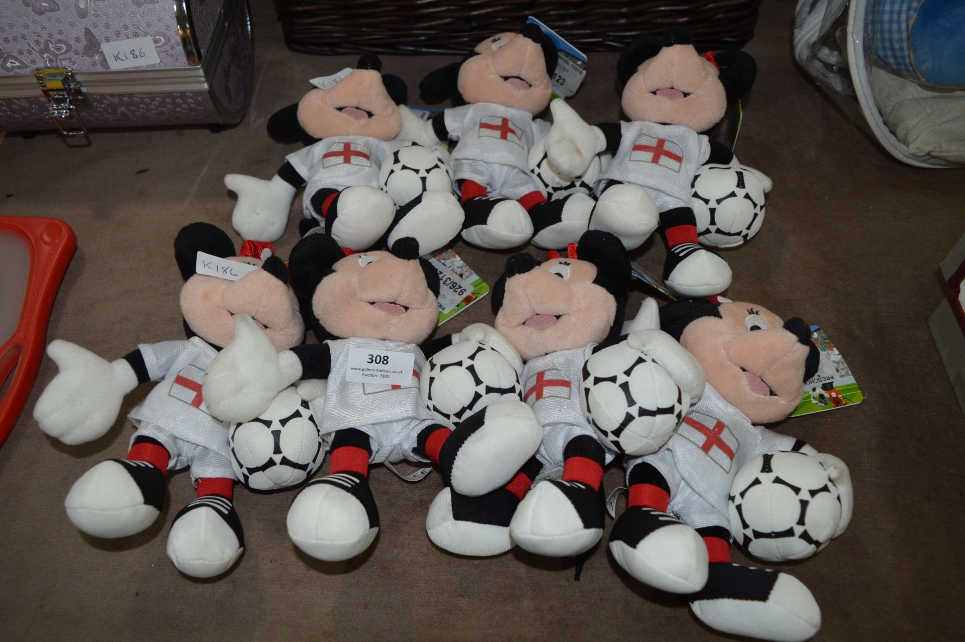 Seven Soft Toys; Minnie Mouse Football Characters