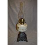 Victorian Oil Lamp with Cast Iron Base