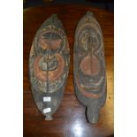 Two African Carved Wood Shield Panels