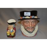 Royal Doulton Toby Jug "Beefeater" and Another Small Toby Jug