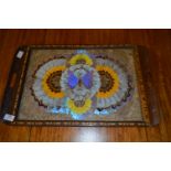 Mahogany Inlaid Tray with Butterfly Decoration