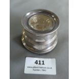 Hallmarked Silver Inkwell with Glass Liner