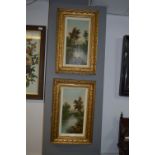 Pair of Gilt Framed Oil Paintings "Country River Scenes"