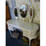 White and Gilt Kidney Shaped Dressing Table