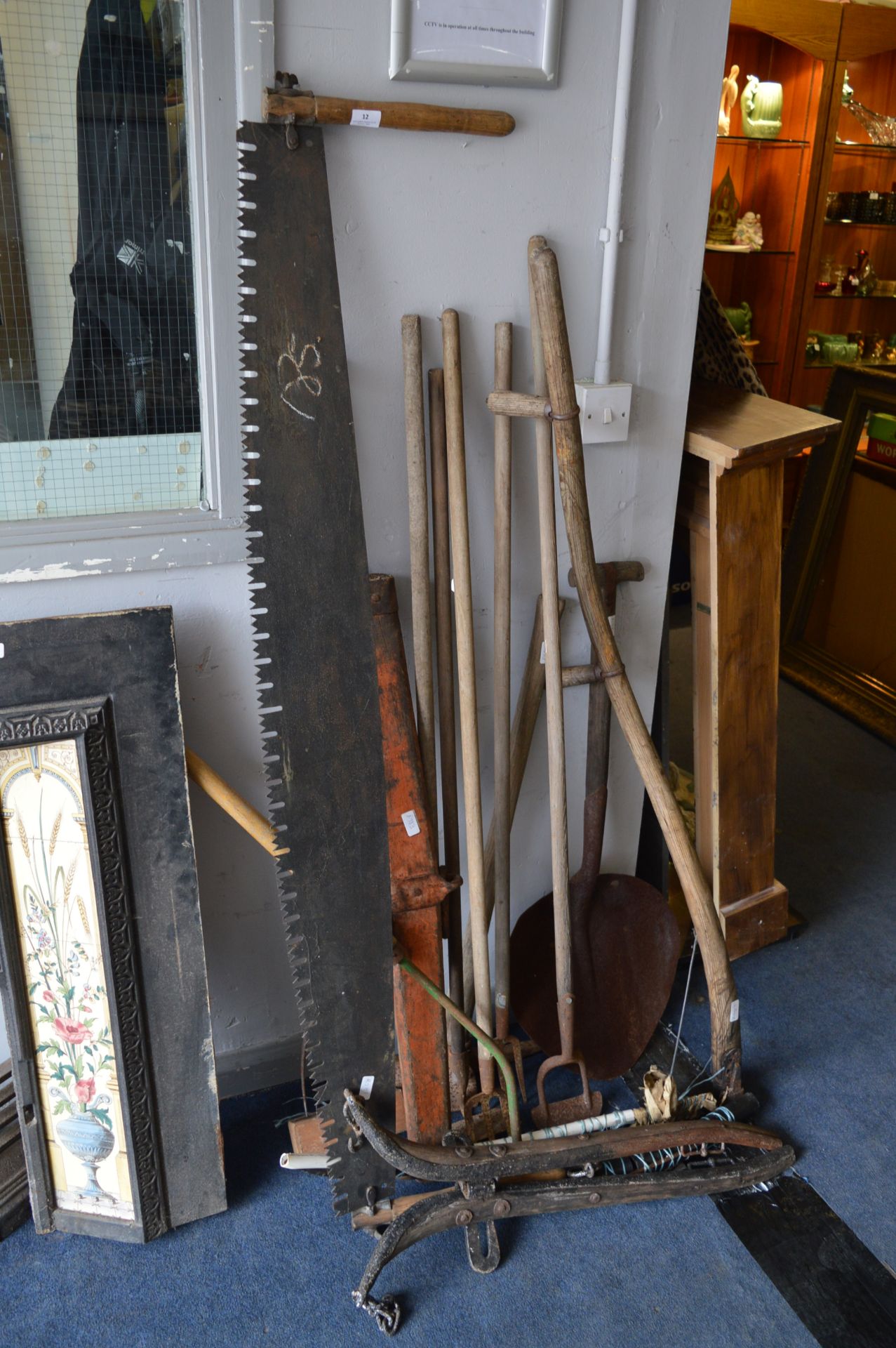 Collection of Vintage Gardening Tools and a Pair of Horse Yams