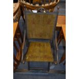 Victorian Childs Folding Chair with Upholstered Seat and Back