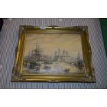 Gilt Framed Oil Painting "Princess Dock Hull" by Max Parsons