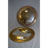 Pair of Brass Framed Convex Wall Mirrors