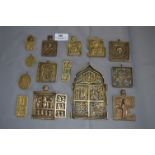 Tray Lot of Russian Brass Icons