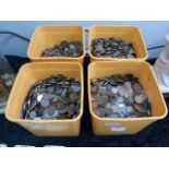 Four Tub Containing a Large Quantity of British and World Coinage