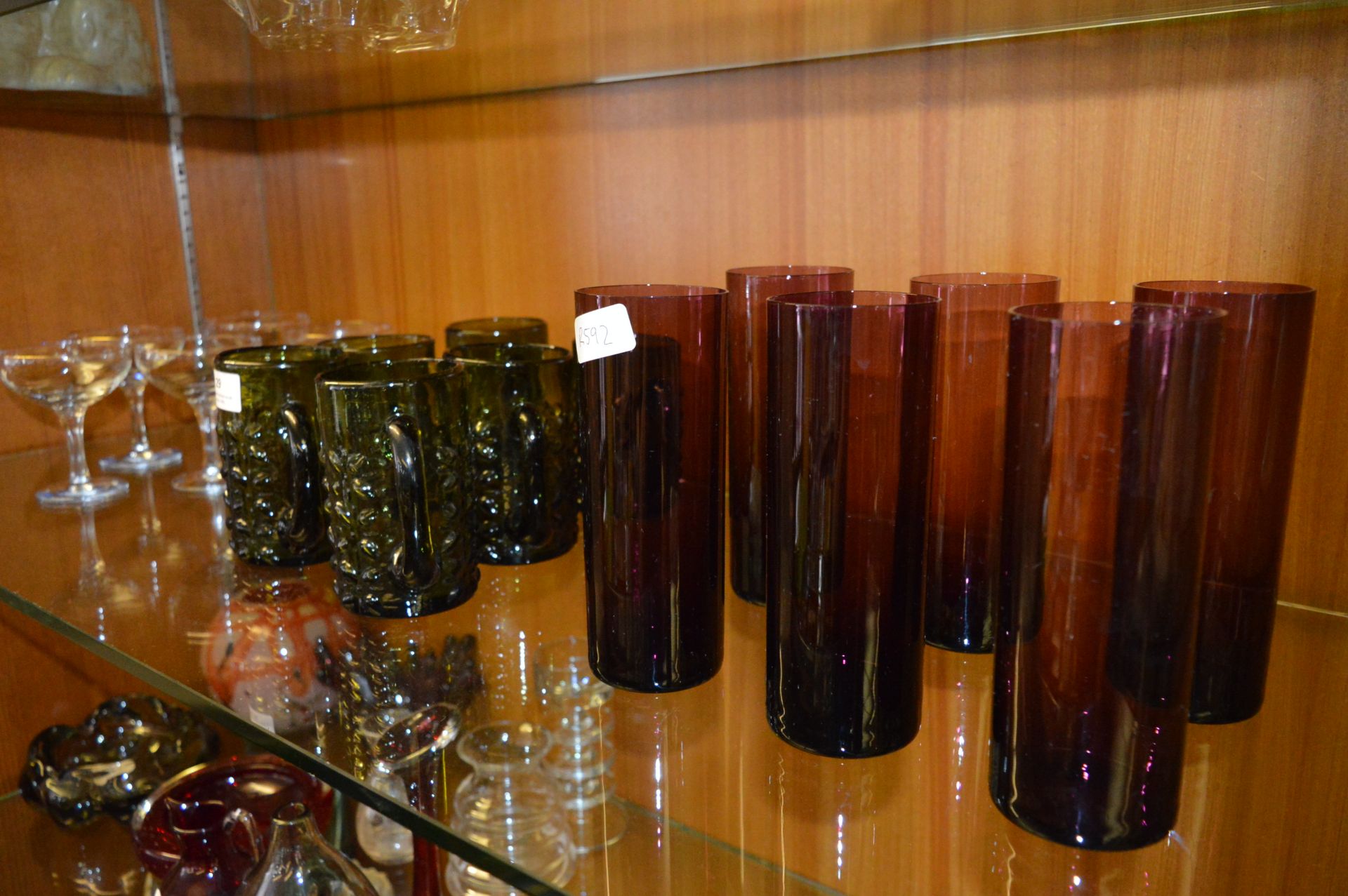 Selection of Coloured Drinking Glassware and Babycham Glasses