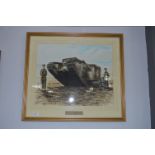 Framed Watercolour "WWI Tank" Signed Roger Lawless 89