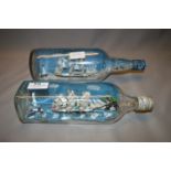 Two Model Ships in Bottles