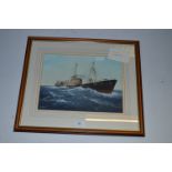 Framed Adrian Thompson Watercolour Hull Trawler "Prince Charles H77"