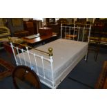 Victorian Metal and Brass Single Bed with Mattress