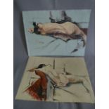 Two Nude Studies on Paper with Franklin White Studio Stamp