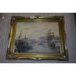 Gilt Framed Oil Painting "Albert Dock Hull" by Max Parsons