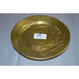 Chinese Circular Brass Plaque with Dragon Decoration