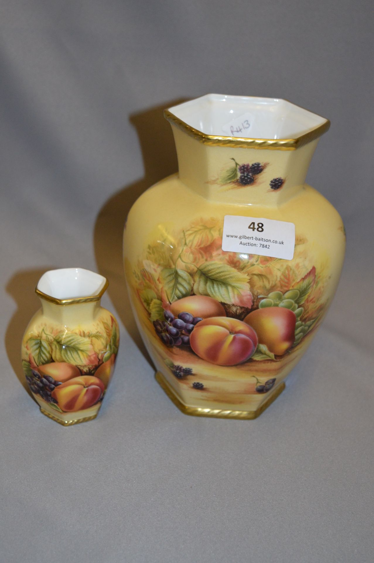 Aynsley Orchard Gold Vases One Large and One Small