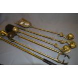 Set of Brass Fire Irons with Ball and Claw Handles