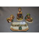 Three Goebel Figures and a Royal Doulton Pin Tray