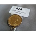 Pendent Mounted Sovereign 1959 Approx. 9.3g