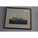 Framed Adrian Thompson Watercolour "Hull Trawler Falstaff H107"