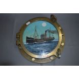 Brass Porthole with Central Adrian Thompson Watercolour "Thomas Deas M253"