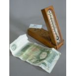 Boxwood Cased Temperature Gauge and British £1 Note Jo Page