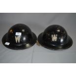 Two WWII Warden Helmets