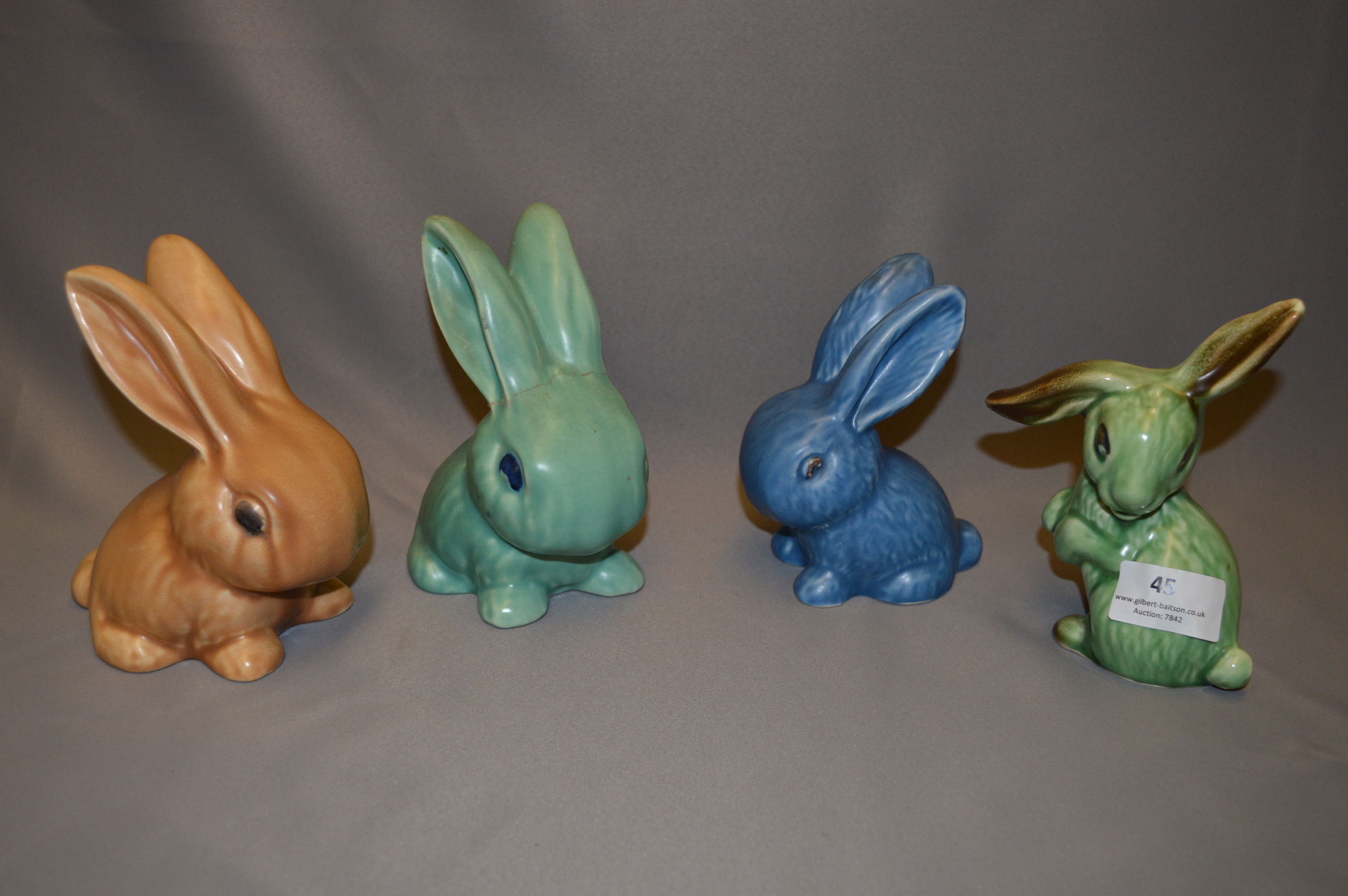 Four Sylvac Pottery Rabbits