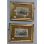 Pair of Gilt Framed Watercolours "York and Lincoln" Signed G.R. Yates