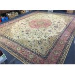 Pink and Brown Floral Patterned Rug 15'6" by 12'6"