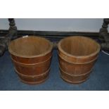 Pair of Oak Metal Bound Buckets